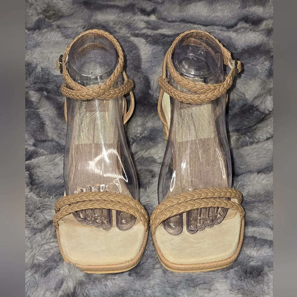 NWB Dolce Vita Oro Cafe Braided Raffia High Heel‎ Ankle Strap Sandals Size 10